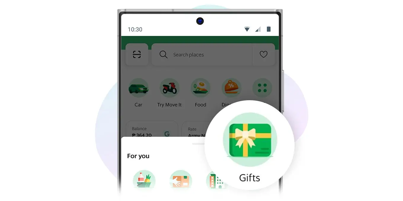 Step 1: Open the Grab App and look for the “Gifts” logo icon